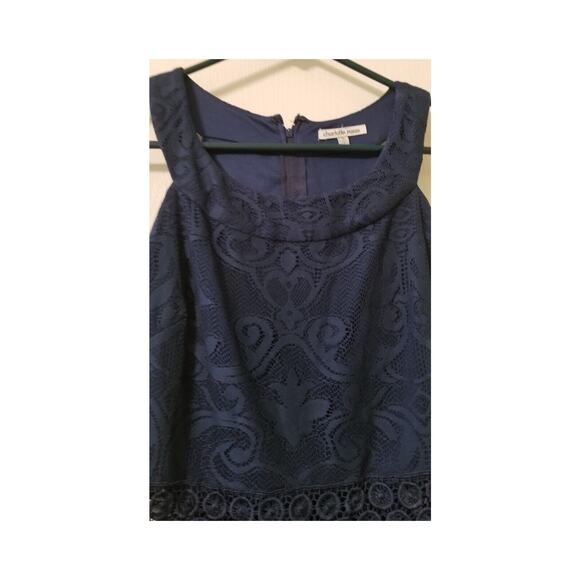 LN - Charlotte Ruse - Dark Navy Blue Lace Mini Party Dress Sleeveless Size M - Picture 3 of 7